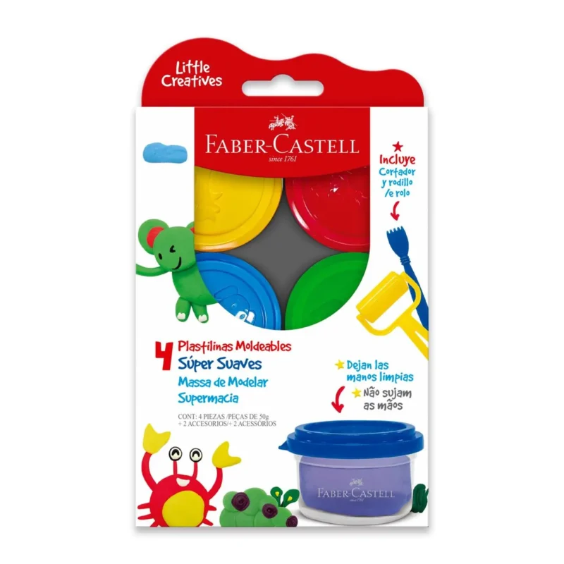 PLASTILINA SUPERSUAVE FABER  50 GR X4 STD.   370809