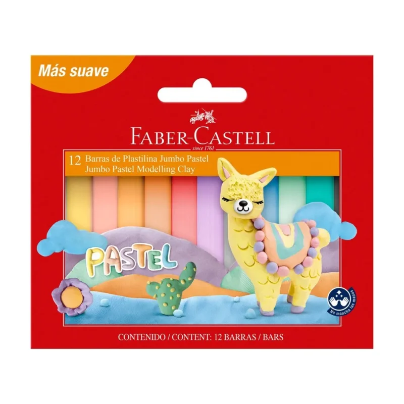 PLASTILINA FABER        X 12 PASTEL JUMBO